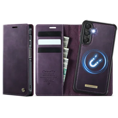 CASEME For Samsung Galaxy A15 5G / Galaxy A15 4G Magnetic Case  C49 RFID Blocking Detachable Wallet Leather Phone Cover - Purple