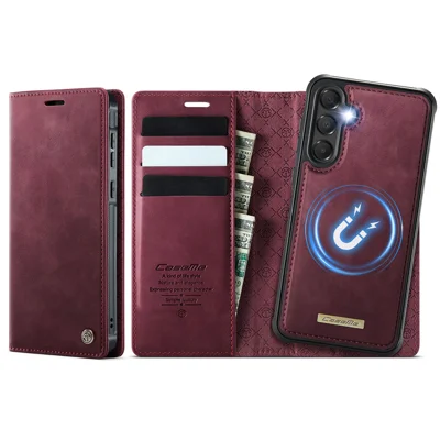 CASEME For Samsung Galaxy A35 5G / Galaxy A55 5G Magnetic Case  C49 RFID Blocking Detachable Wallet Leather Phone Cover - Red