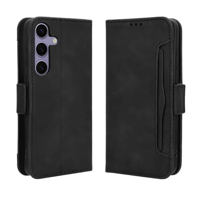 Voor Samsung Galaxy S25 FE Leren Hoesje Telefoonportemonnee met Meerdere Kaartvakken - Zwart