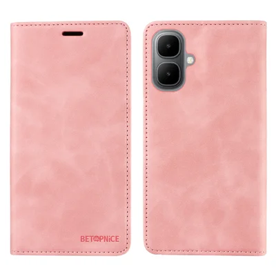 BETOPNICE For TECNO Pop 10 / Infinix Smart 10 Case  Magnetic Closure RFID Blocking Wallet Stand Leather Phone Cover - Pink