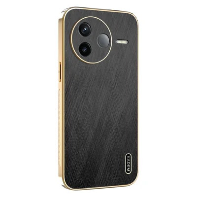 KADEM For Xiaomi Civi 5 Pro 5G Case Electroplating Silk Texture PU + TPU Phone Back Cover - Black