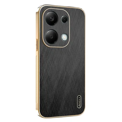 KADEM Phone Case For Xiaomi Redmi Note 13 Pro 4G / Note 14S 4G / Poco M6 Pro 4G , Electroplating Silk Texture PU + TPU Back Cover - Black