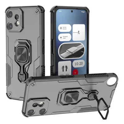 For Nothing CMF Phone 2 Pro Case Rotatable Ring Kickstand PC + TPU Shockproof Phone Cover - Black