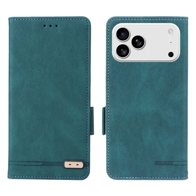 For iPhone 18 Pro / 17 Pro Case Leather Wallet Flip Phone Cover with Hardware Decor - Blue