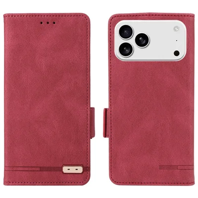 For iPhone 18 Pro Max / 17 Pro Max Case Leather Wallet Flip Phone Cover with Hardware Decor - Rose