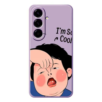 Samsung Galaxy A56 5G-hoesje met grappig kindergezichtmotief, recht randje, TPU-telefoonhoesje - Paars