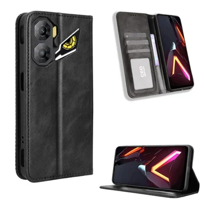For ZTE nubia Neo 3 5G Leather Case Wallet Stand Retro Texture Phone Cover - Black