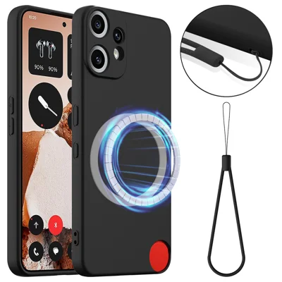 For Nothing CMF Phone 2 Pro Magnetic Case Anti-Drop Liquid Silicone Phone Cover - Black