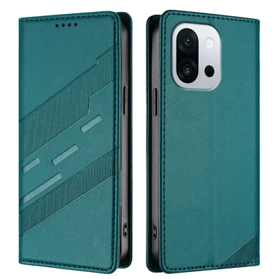For OnePlus 13T 5G Phone Cases Punk Style Imprinted Wallet Stand Leather Cover - Dark Green