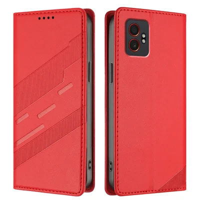 For Samsung Galaxy XCover7 Pro Phone Cases Punk Style Imprinted Wallet Stand Leather Cover - Red
