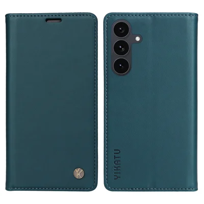 YIKATU For Samsung Galaxy S25 FE Phone Cases  Magnetic Closure PU Leather Mobile Cover - Green