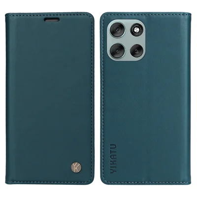 YIKATU For Motorola Moto G56 5G Phone Cases  Magnetic Closure PU Leather Mobile Cover - Green