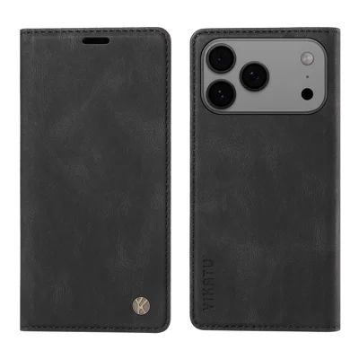 YIKATU For iPhone 18 Pro Max / 17 Pro Max Leather Cover  YK-004 Skin-Touch Wallet Phone Cases - Black
