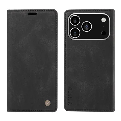 YIKATU For iPhone 18 Pro / 17 Pro Leather Cover  YK-004 Skin-Touch Wallet Phone Cases - Black