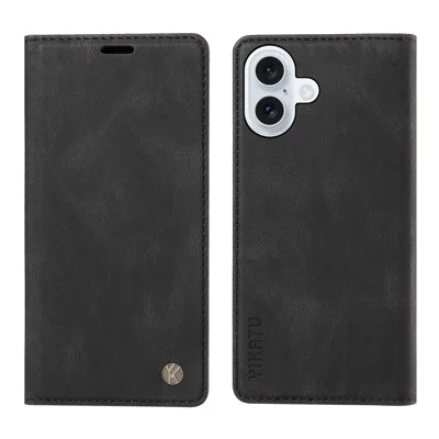 YIKATU For iPhone 17 Leather Cover  YK-004 Skin-Touch Wallet Phone Cases - Black
