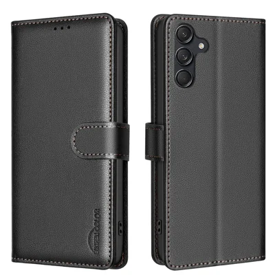 BINFEN COLOR For Samsung Galaxy M36 5G Leather Case  BF32 Wallet RFID Blocking Phone Cover - Black