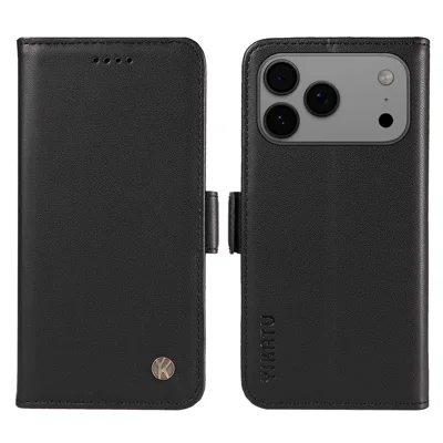 For iPhone 17 Pro Max Wallet Phone Case YIKATU YK-003 Leather Stand Cover - Sort