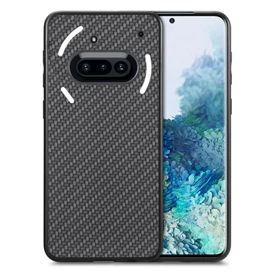 For Nothing Phone (3a) Case Carbon Fiber Texture PU+PC+TPU Phone Back Cover - Black