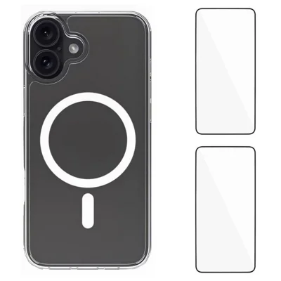 WANLONFENG LM1 Series For iPhone 17 Clear Case Compatible with MagSafe with 2Pcs Screen Films (Big Lens Hole)