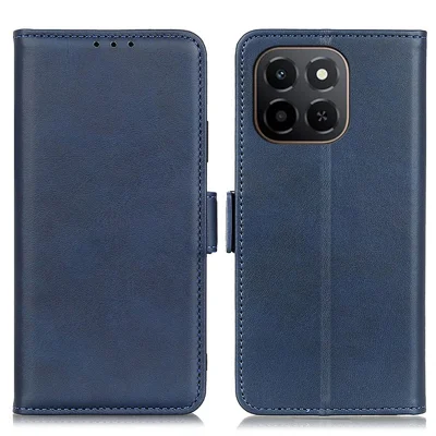 Voor Honor X6c 4G Hoesje Stand Koeienhuidstructuur PU Leren Telefoonhoes - Blauw