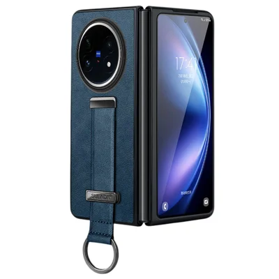 SULADA Fashion Series for vivo X Fold5 5G Case Wristband Kickstand Leather Back Phone Cover - Blue