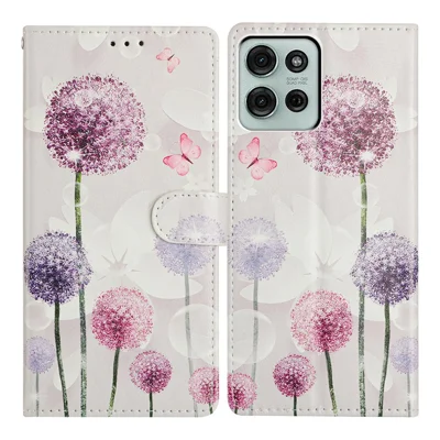 For Motorola Moto G56 5G Case Pattern Printing Wallet Stand Flip Leather Phone Cover with Strap - Dandelion