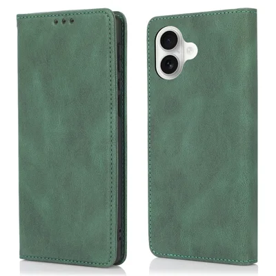 For iPhone 17 Case Wallet Magnetic Closing Leather Flip Phone Cover - Green