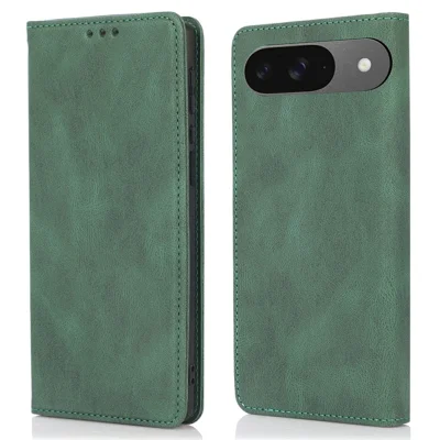 Phone Case For Google Pixel 10 / 10 Pro / 9 / 9 Pro , Wallet Magnetic Closing Leather Flip Cover - Green