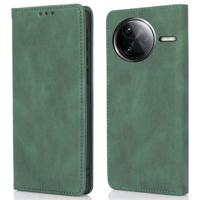 For Xiaomi Redmi K80 5G / Poco F7 Pro 5G Case Wallet Magnetic Closing Leather Flip Phone Cover - Green