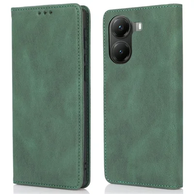 For Xiaomi Poco X7 Pro 5G / Redmi Turbo 4 5G Case Wallet Magnetic Closing Leather Flip Phone Cover - Green
