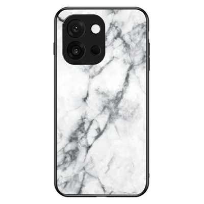 For OnePlus 13T 5G Case Marble Pattern Tempered Glass + PC + TPU Protective Phone Cover - White Marble