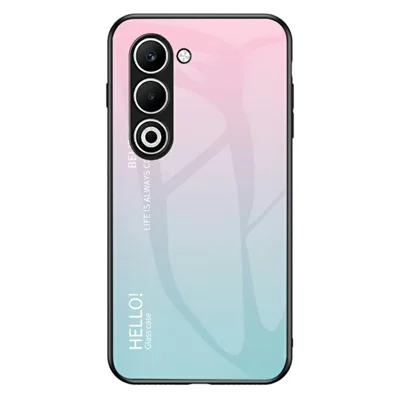 Voor Oppo A5 5G hoesje krasbestendig gehard glas + PC + TPU telefoonhoes - Verlooproze Blauw