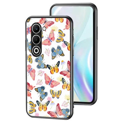 Voor Oppo A5 5G hoesje Vlinderpatroon TPU + Gehard glas Beschermhoes - Kleurrijke Vlinder