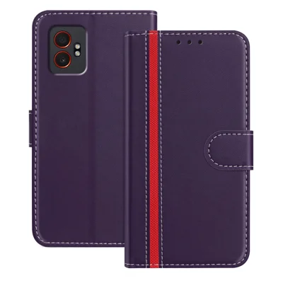For Samsung Galaxy XCover7 Pro Phone Cases Wallet Stand Color Splicing Leather Cover with Magnetic Clasp - Purple