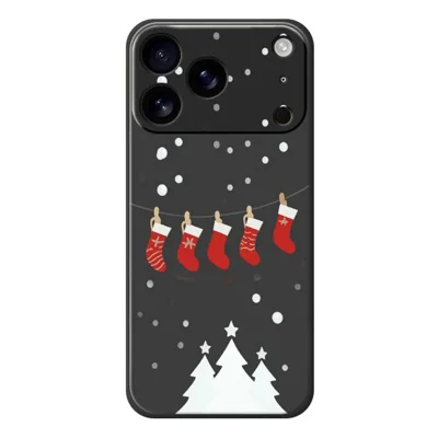 For iPhone 18 Pro Max / 17 Pro Max Case Christmas Stockings Pattern Printing Straight Edge TPU Phone Back Cover - Black