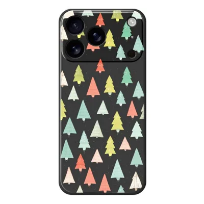For iPhone 18 Pro Max / 17 Pro Max Case Colorful Trees Pattern Printing Straight Edge TPU Phone Back Cover - Black