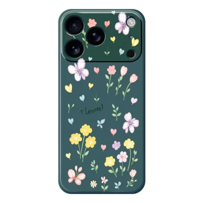 For iPhone 18 Pro Max / 17 Pro Max Case Small Flowers Pattern Printing Straight Edge TPU Phone Back Cover - Green