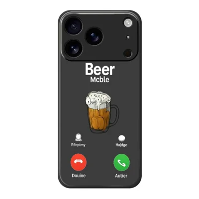 For iPhone 18 Pro Max / 17 Pro Max Case Beer Pattern Printing Straight Edge TPU Phone Back Cover - Black