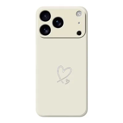 For iPhone 18 Pro Max / 17 Pro Max Case White Love Pattern Printing Straight Edge TPU Phone Back Cover - Beige