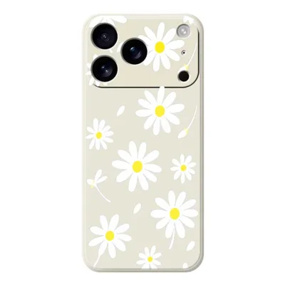 For iPhone 18 Pro Max / 17 Pro Max Case White Daisy Pattern Printing Straight Edge TPU Phone Back Cover - Beige
