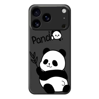 For iPhone 18 Pro Max / 17 Pro Max Case Panda Pattern Printing Straight Edge TPU Phone Back Cover - Black