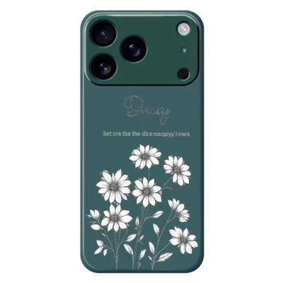For iPhone 18 Pro Max / 17 Pro Max Case Sketch Flowers Pattern Printing Straight Edge TPU Phone Back Cover - Green