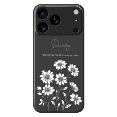 For iPhone 18 Pro Max / 17 Pro Max Case Sketch Flowers Pattern Printing Straight Edge TPU Phone Back Cover - Black