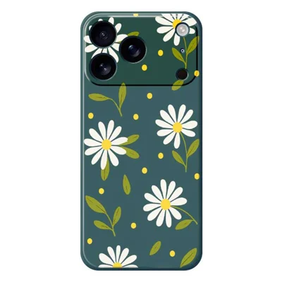 For iPhone 18 Pro Max / 17 Pro Max Case White Flowers Green Leaves Pattern Printing Straight Edge TPU Phone Back Cover - Green