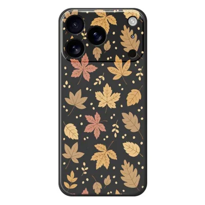 For iPhone 18 Pro Max / 17 Pro Max Case Leaves Pattern Printing Straight Edge TPU Phone Back Cover - Black