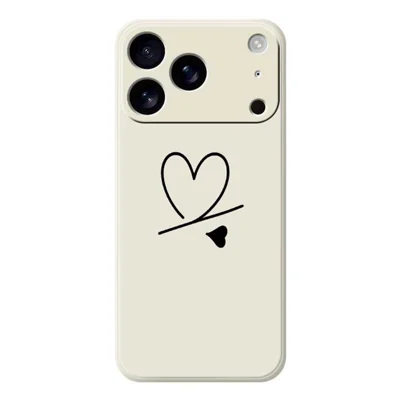 For iPhone 18 Pro Max / 17 Pro Max Case Black Love Pattern Printing Straight Edge TPU Phone Back Cover - Beige