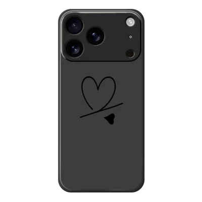 For iPhone 18 Pro Max / 17 Pro Max Case Black Love Pattern Printing Straight Edge TPU Phone Back Cover - Black
