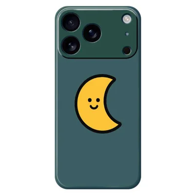 For iPhone 18 Pro Max / 17 Pro Max Case Yellow Moon Pattern Printing Straight Edge TPU Phone Back Cover - Green