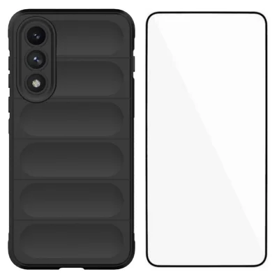 غطاء TPU لهاتف OnePlus Ace 5 Ultra 5G / OnePlus Nord 5 5G من WANLONFENG سلسلة HD مقاوم للانزلاق مع زجاج مقوى - أسود