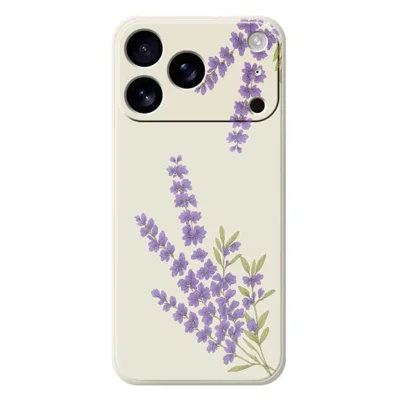 For iPhone 18 Pro / 17 Pro Case Lavender Pattern Printing Straight Edge TPU Phone Back Cover - Beige
